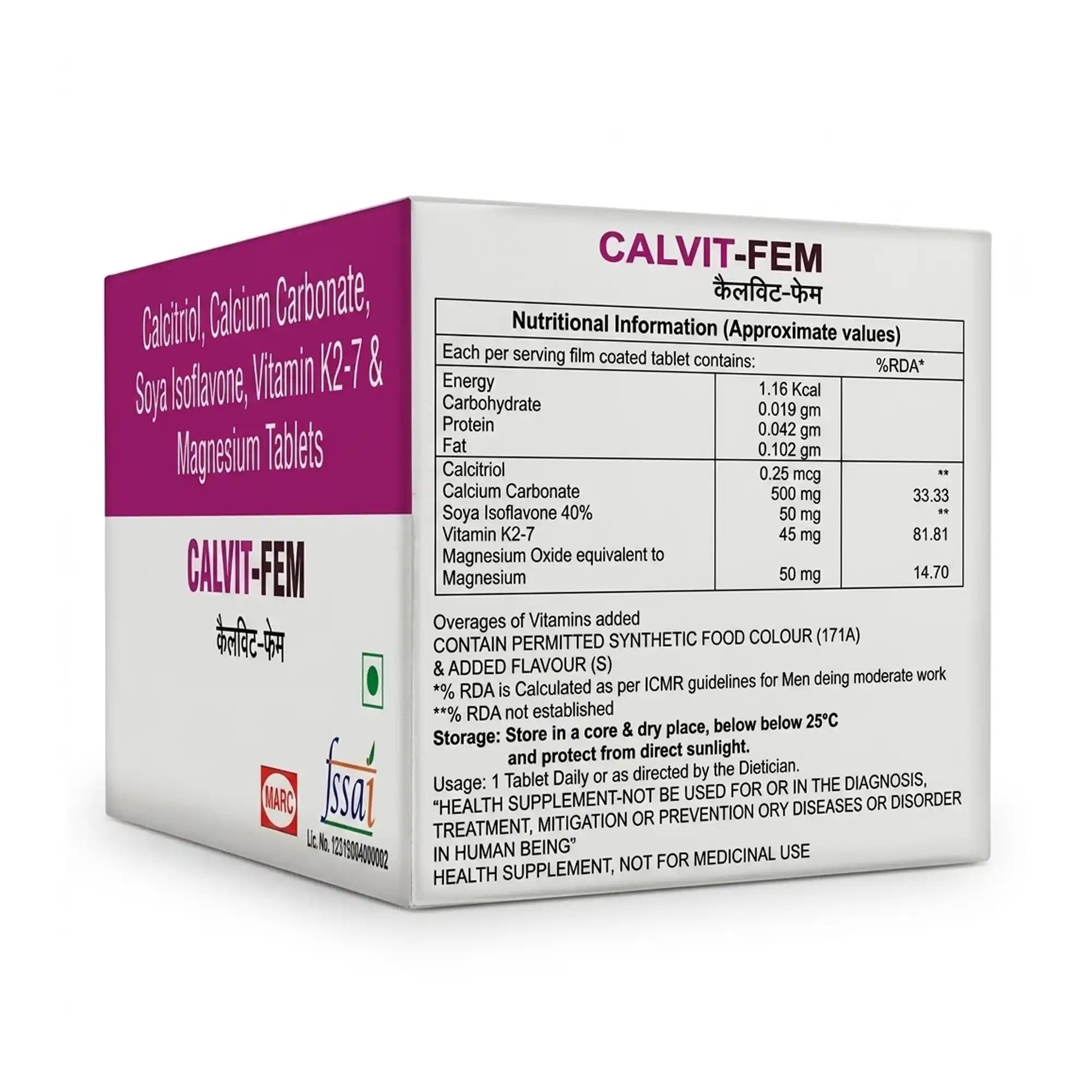 Calvit FEM Calcium & Vitamin D3 Tablet – Bone Health & Calcium Deficiency for Women