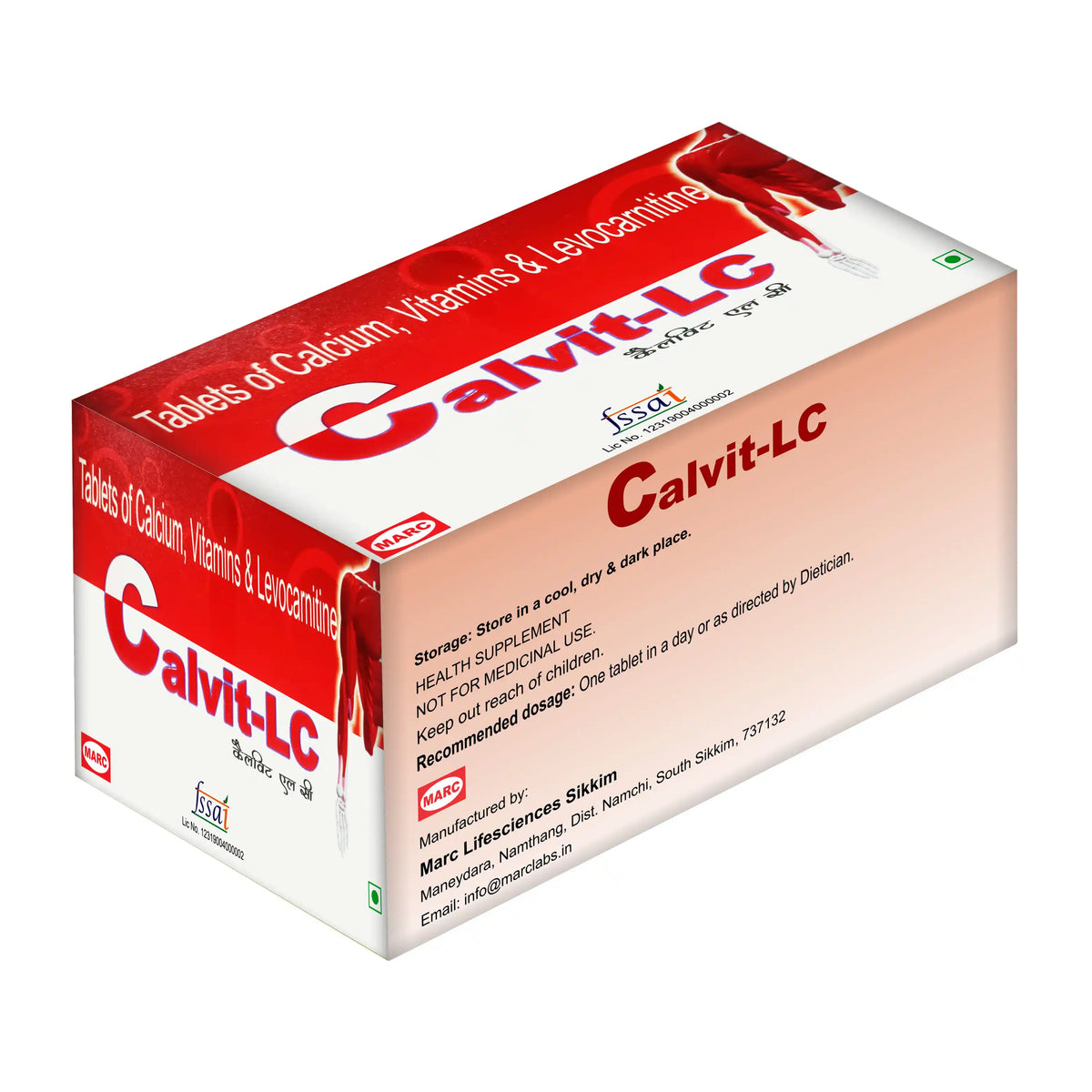 Calvit LC Tablet – A nutritional supplement containing Calcium Carbonate, Levocarnitine, Vitamin E, and Vitamin D3, formulated to support bone health, calcium absorption, energy metabolism, muscle function, and overall wellness.