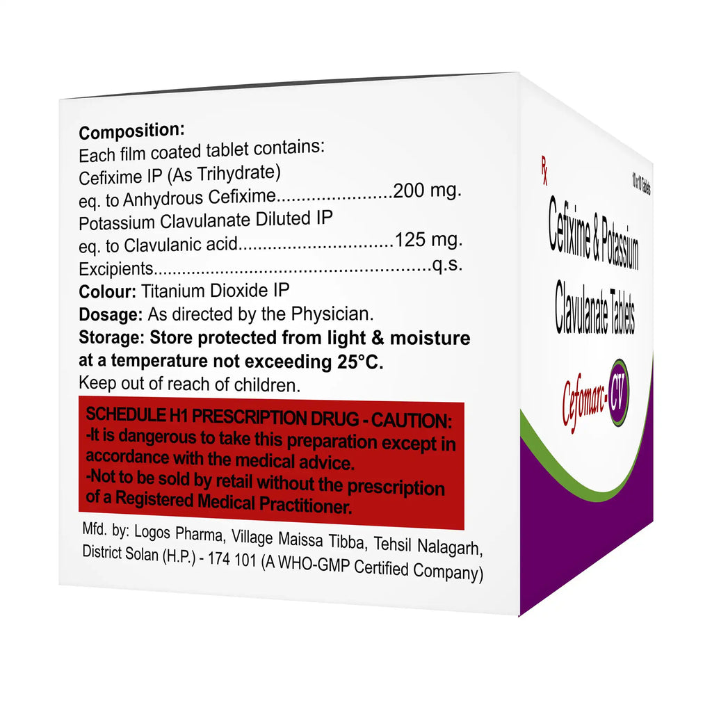Cefomarc CV Cefpodoxime & Clavulanate Tablet – Antibiotic-Resistant Bacterial Infection Treatment