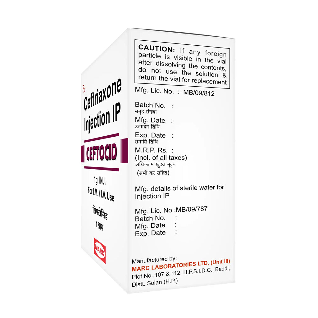 Ceftocid-1gm Ceftriaxone 1gm Injection – Broad-Spectrum IV Antibiotic for Serious Infections