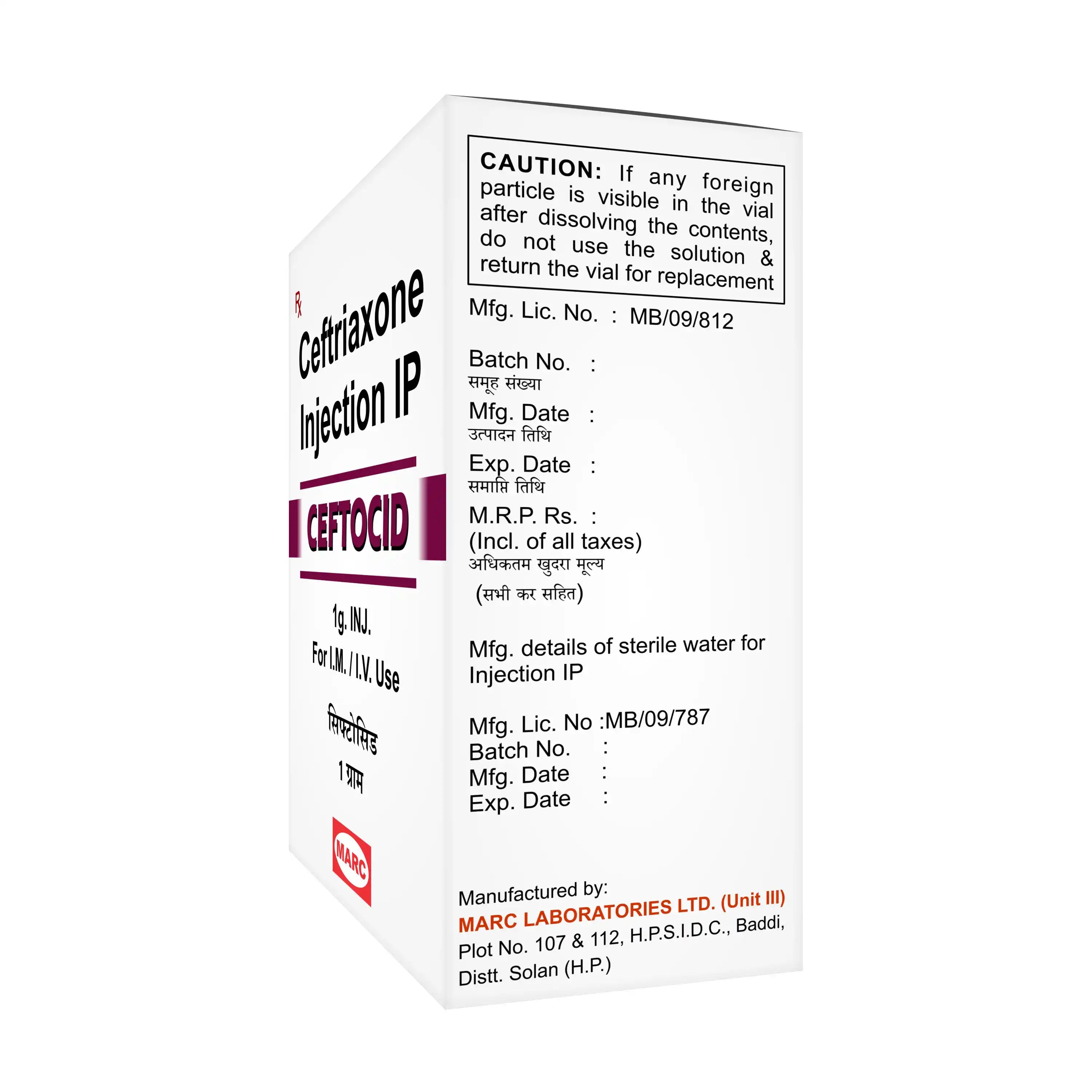 Ceftocid-1gm Ceftriaxone 1gm Injection – Broad-Spectrum IV Antibiotic for Serious Infections