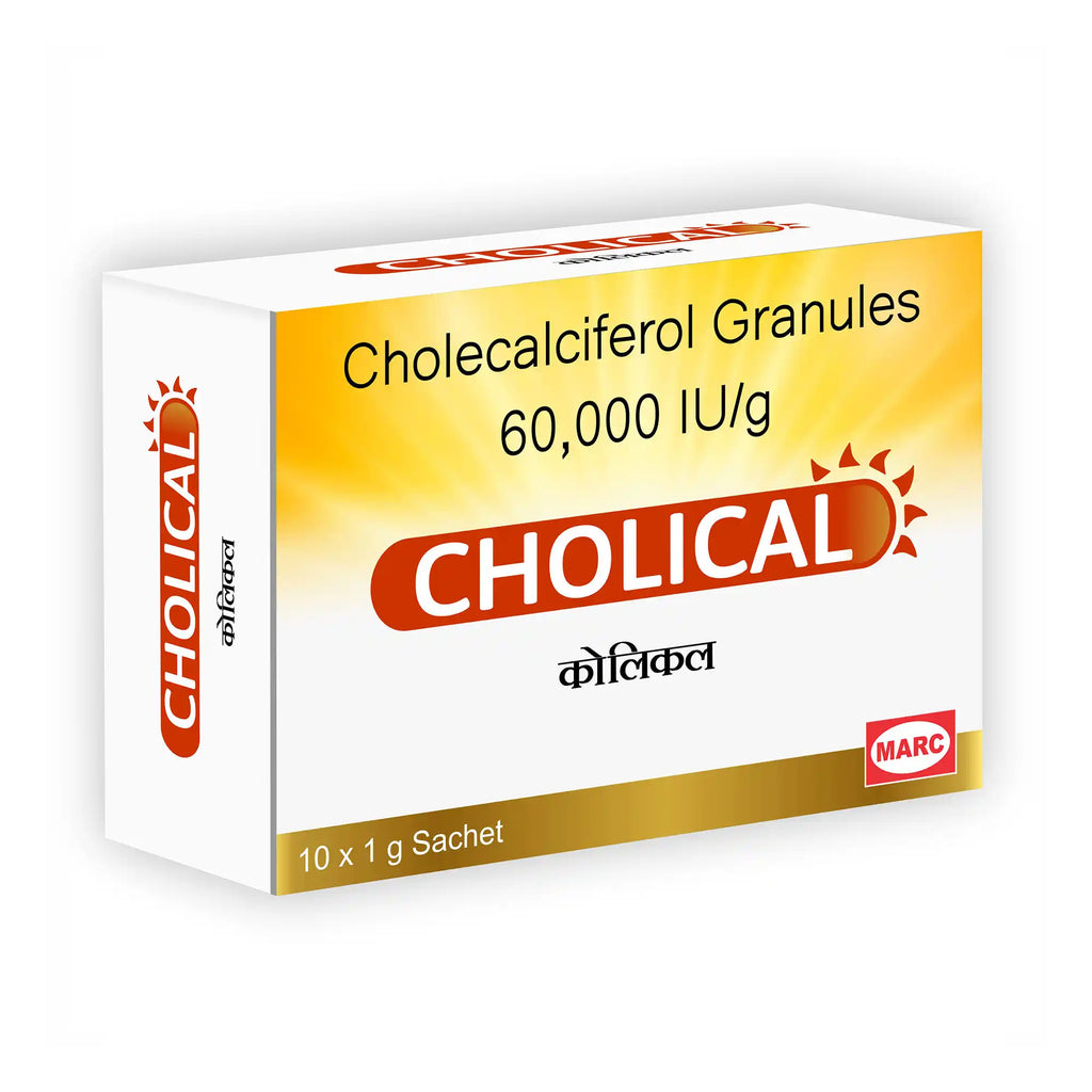 Cholical D3 Sachet – A convenient Vitamin D3 granule formulation designed to support calcium absorption, strong bones and teeth, muscle function, immune health, and optimal Vitamin D levels for overall wellness.