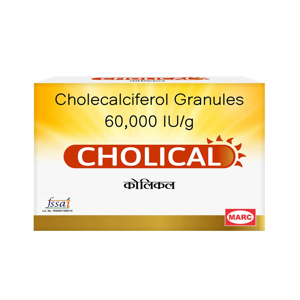 Cholical D3 Sachet – A convenient Vitamin D3 granule formulation designed to support calcium absorption, strong bones and teeth, muscle function, immune health, and optimal Vitamin D levels for overall wellness.