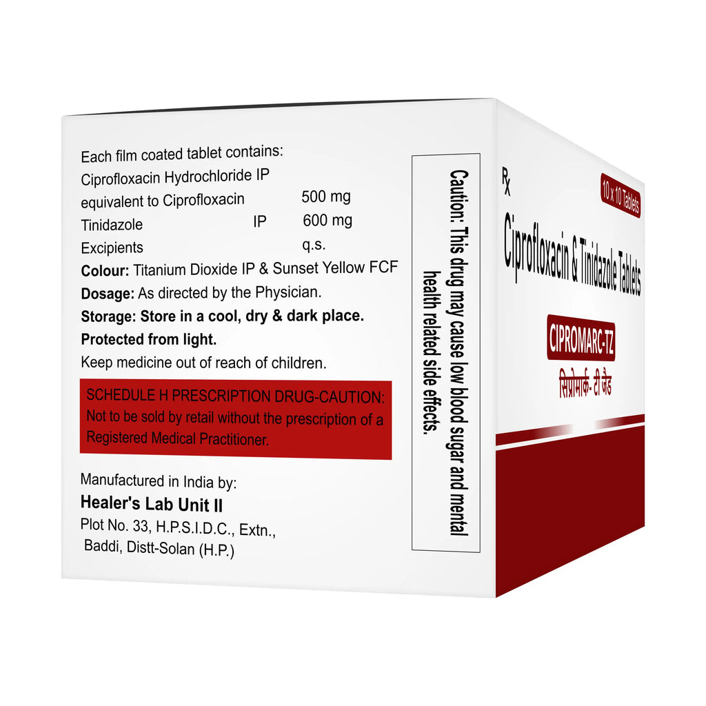 Cipromarc TZ Ciprofloxacin & Tinidazole Tablet – Gut, Urinary & Mixed Infection Treatment