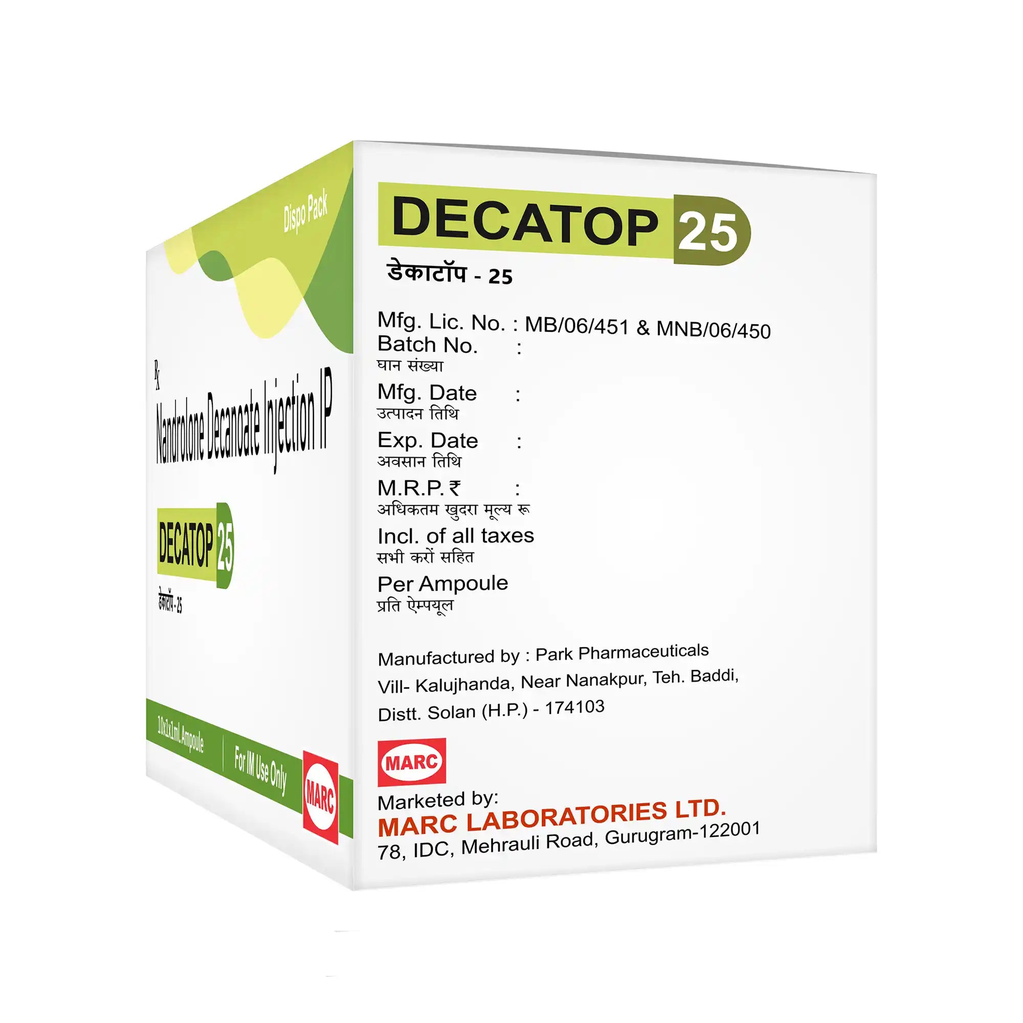 Decatop-25 Nandrolone Decanoate 25mg Injection – Anaemia, Bone Strength & Muscle Recovery
