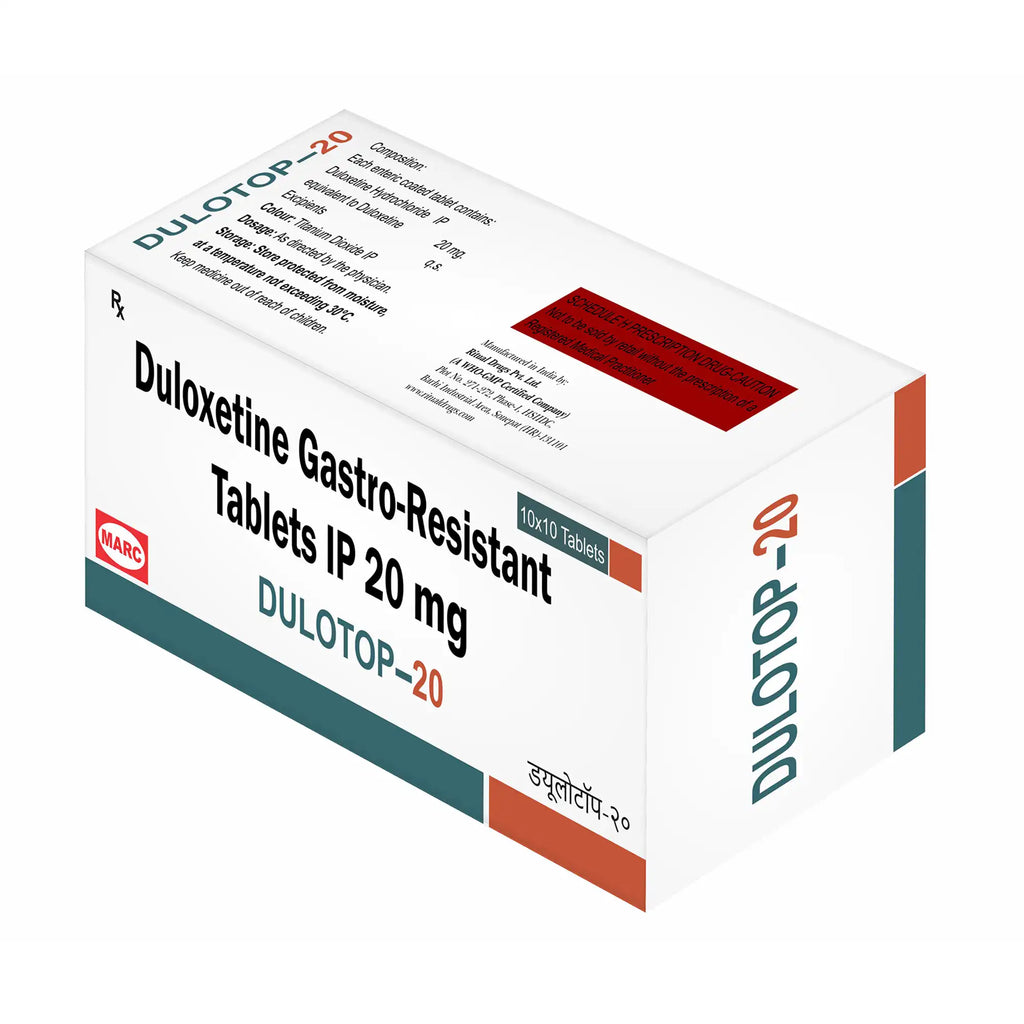 Dulotop-20 Duloxetine 20mg Tablet – Depression, Anxiety & Nerve Pain Management