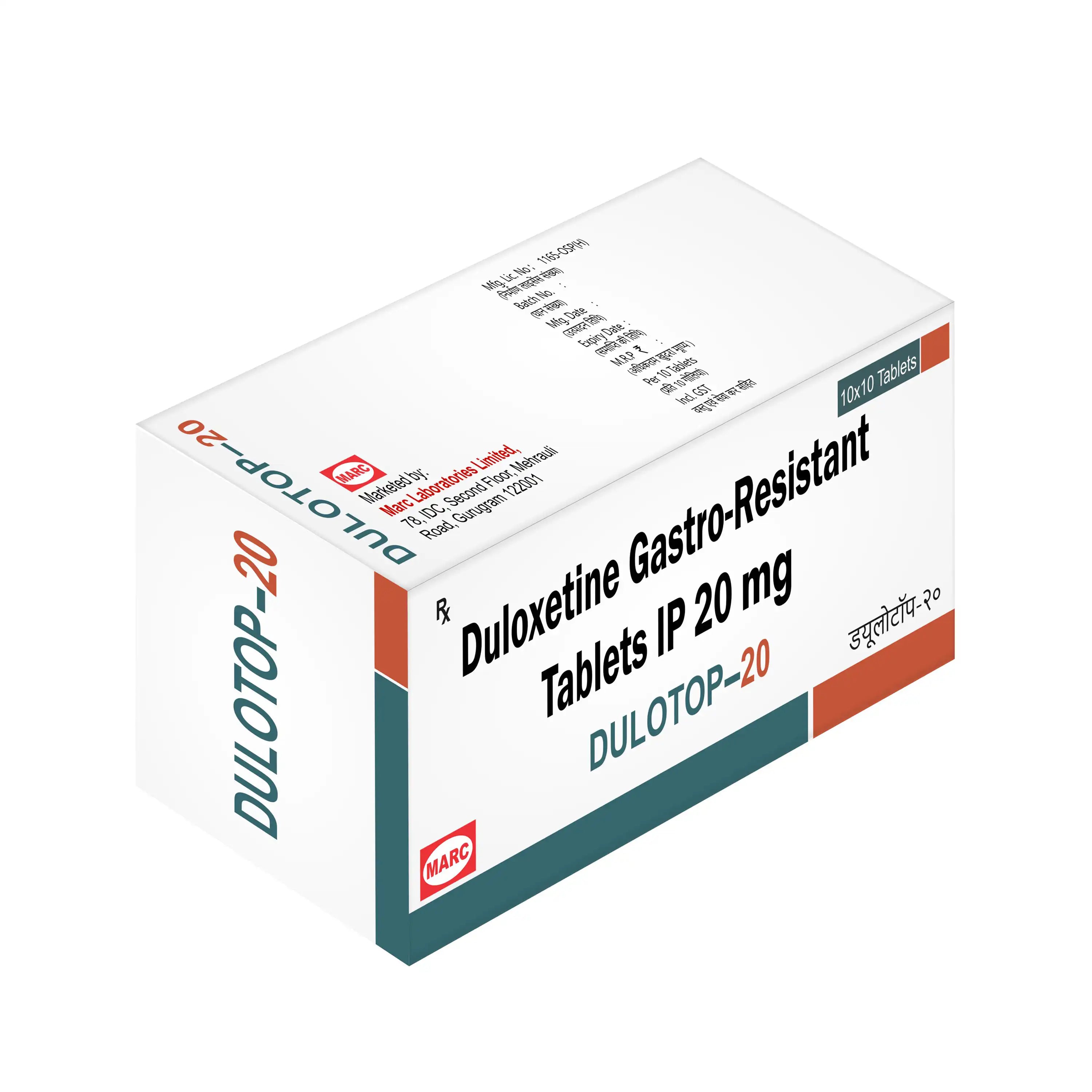 Dulotop-20 Duloxetine 20mg Tablet – Depression, Anxiety & Nerve Pain Management