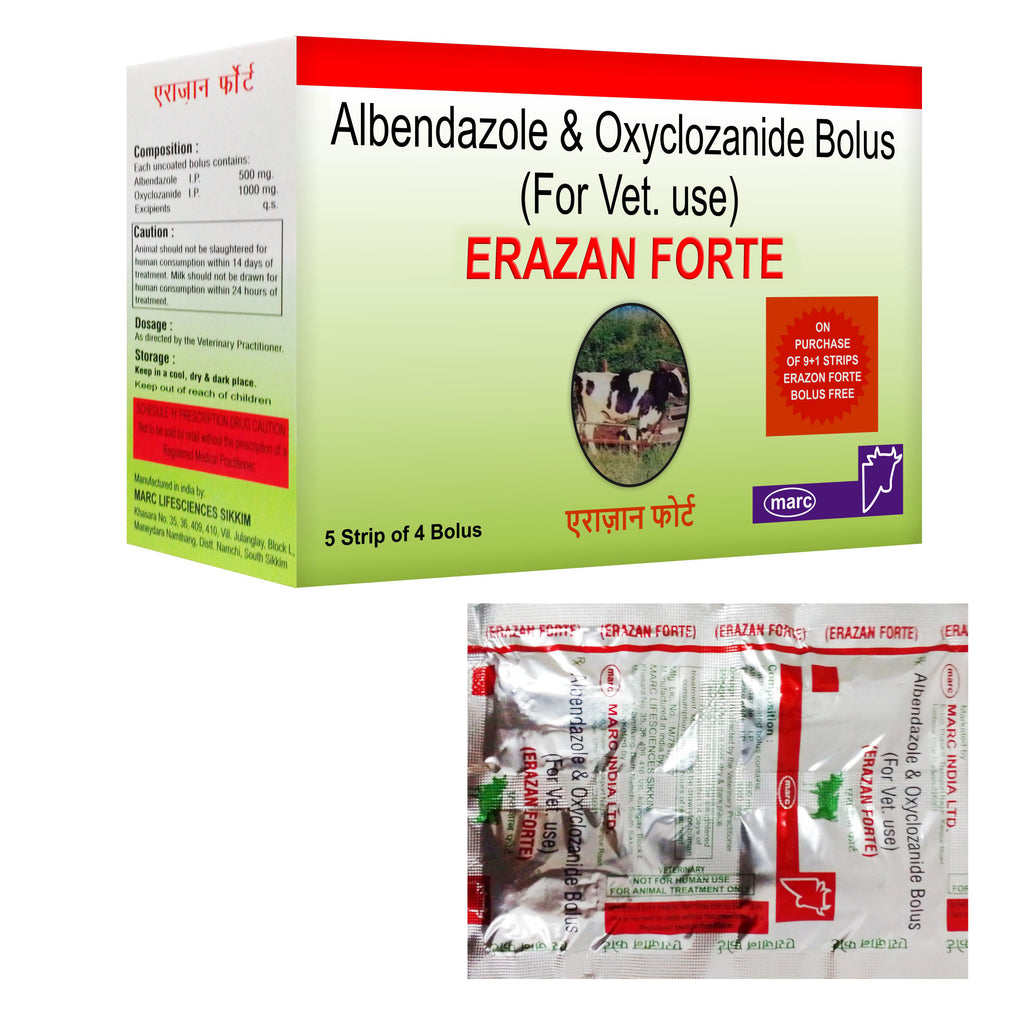Marc Erazan Forte Bolus (Single Box) – Broad-Spectrum Dewormer for Cattle, Buffalo, Goats & Sheep