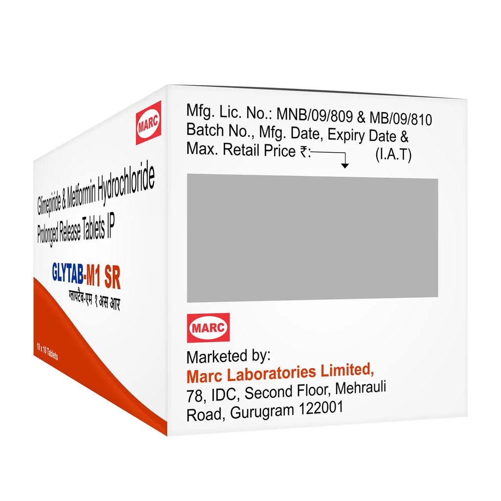 Glytab M1 SR Glimepiride & Metformin SR Tablet – Type 2 Diabetes Long-Acting Blood Sugar Control