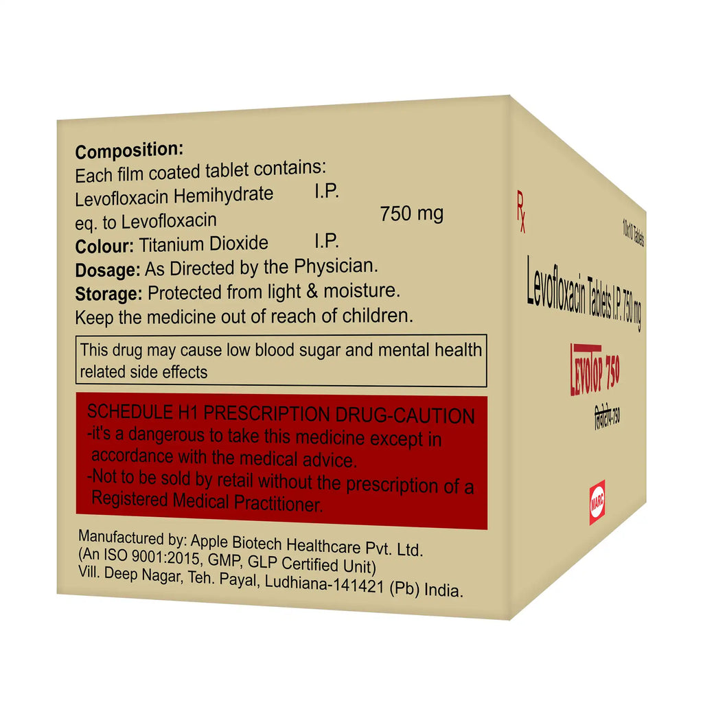 Levotop-750 Levofloxacin 750mg Tablet – Severe Respiratory & Urinary Bacterial Infection