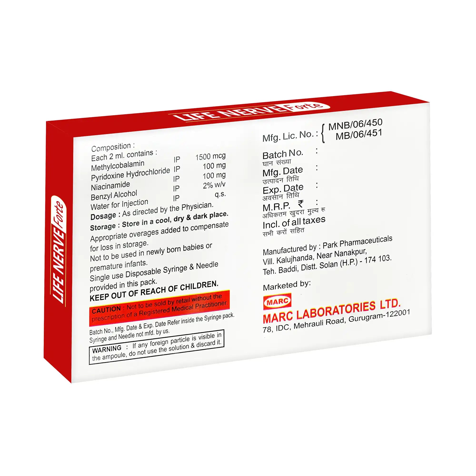 Life Nerve Forte Injection – Methylcobalamin, B6 & B1 Injectable for Nerve Health & Neuropathy