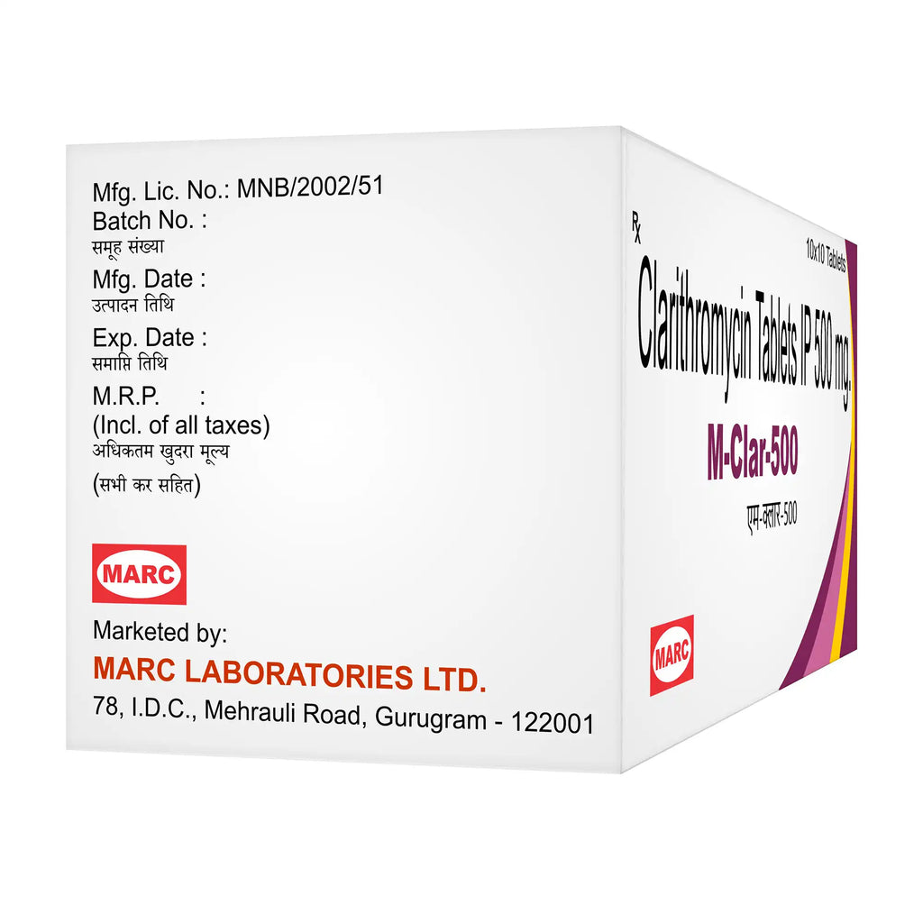 M-Clar 500 Clarithromycin Tablet – Respiratory, Skin & H.Pylori Infection Treatment