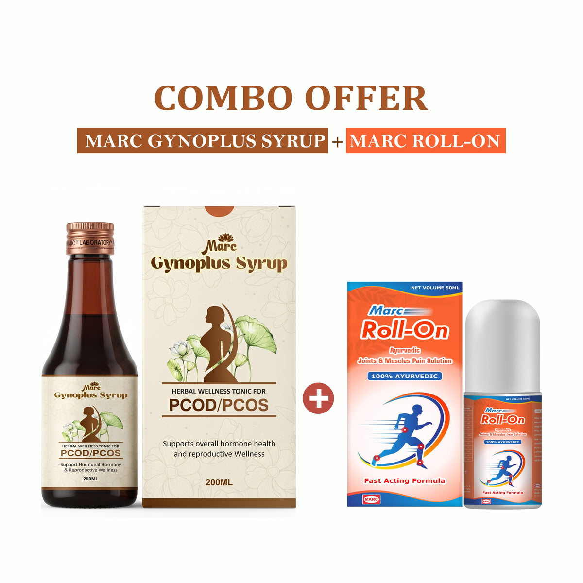 MARC Gynoplus Syrup & Roll On Oil for Women’s Wellness and Pain Relief