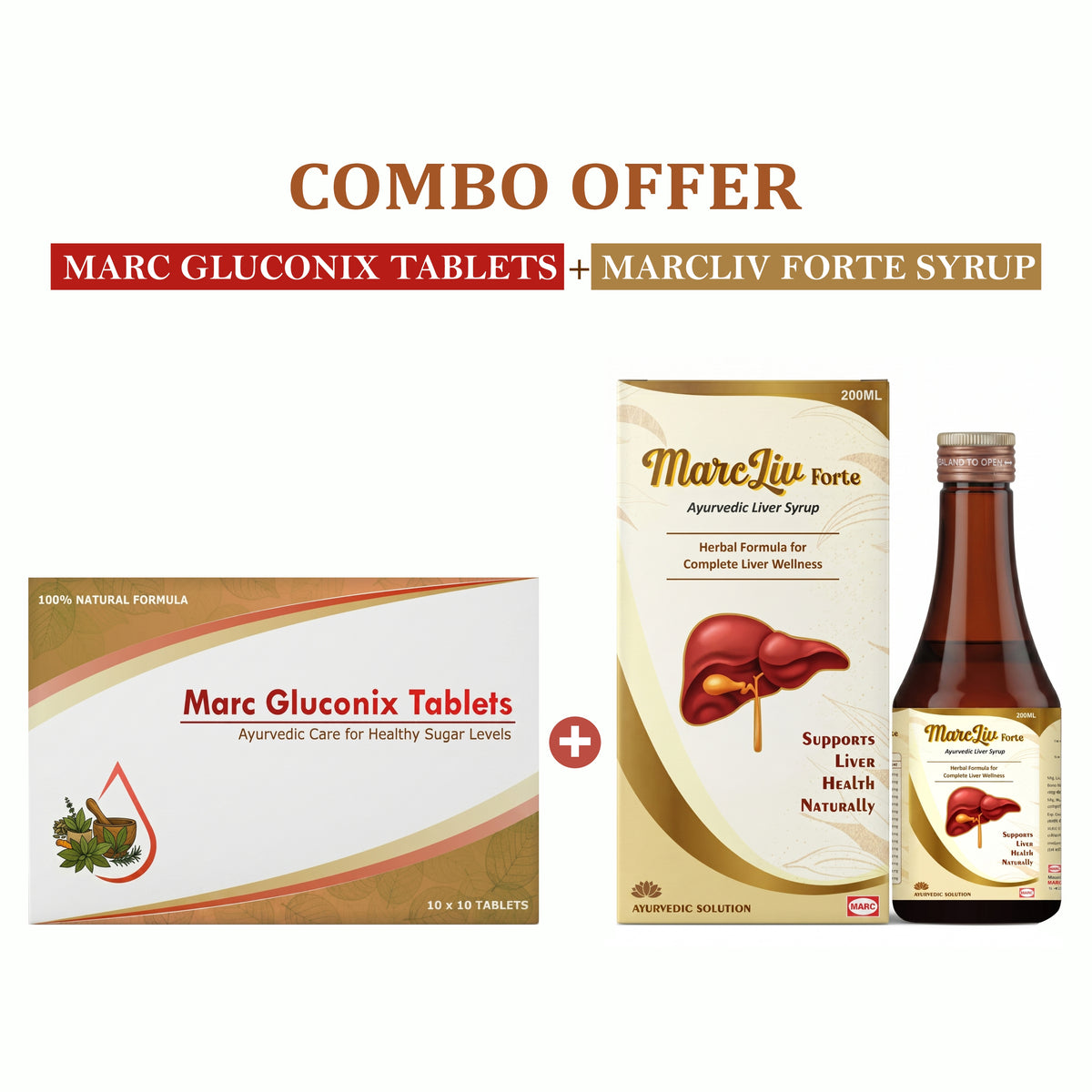 MARC Gluconix Syrup for Diabetes & MARC Liv Forte for Liver Support