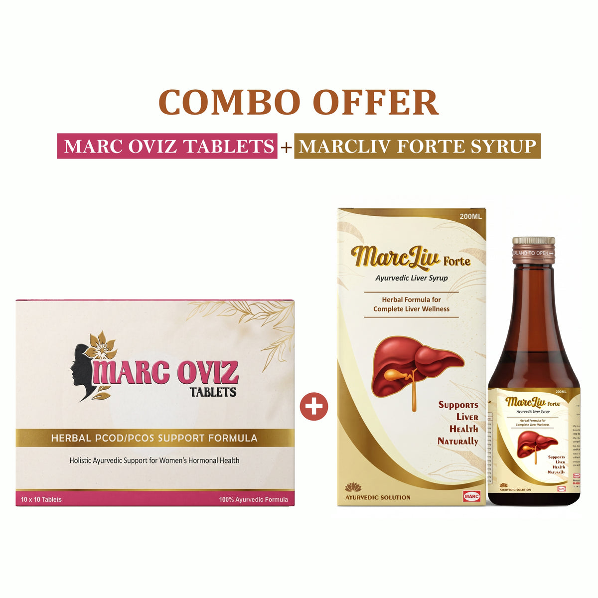 MARC Oviz PCOS Support Tablets and Liv Forte Liver Syrup