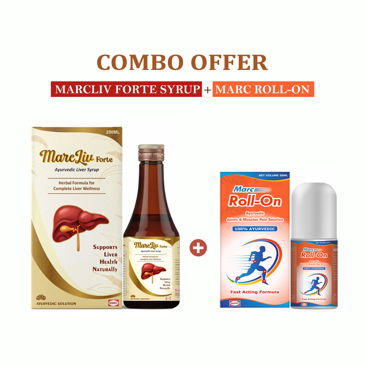 MARC Liv Forte Syrup & Roll On Oil for Liver Wellness and Pain Relief