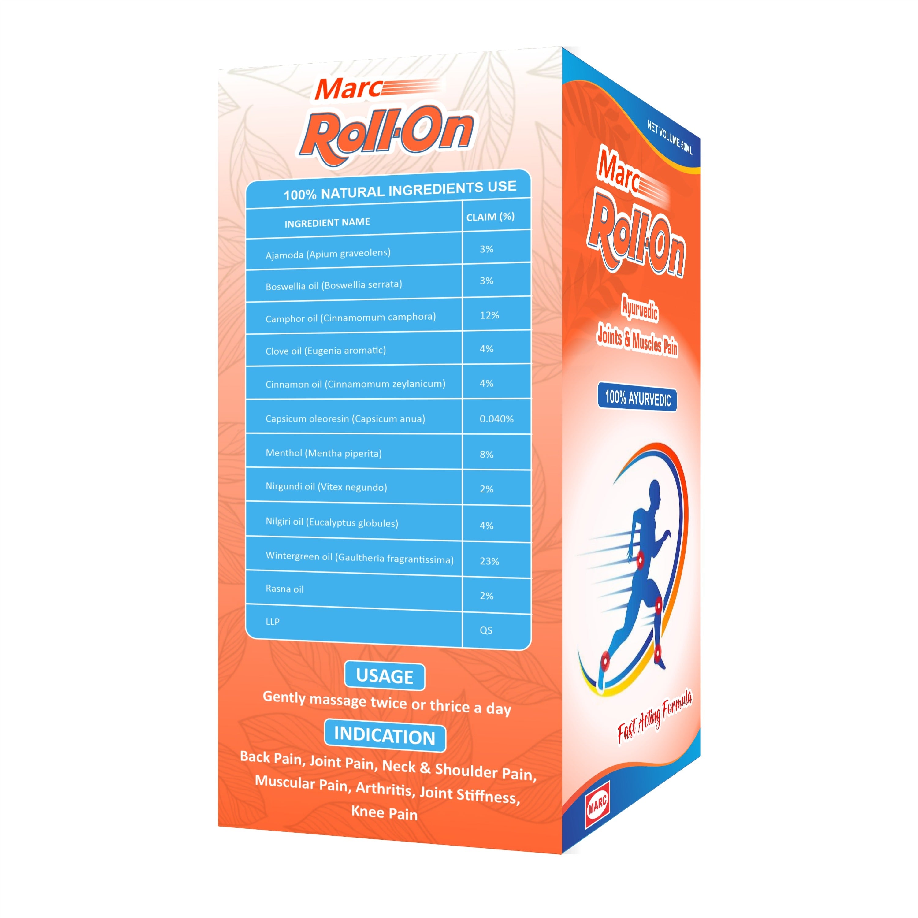 Marc Roll-On (50ml) – Ayurvedic Fast-Acting Formula for Joint & Muscle Comfort | Easy Roll-On Application
