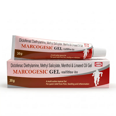 Marcogesic Gel – Diclofenac, Methyl Salicylate, Menthol & Linseed Oil Pain Relief Topical Gel for Muscle Pain, Joint Stiffness, Sprains, Strains, Sports Injury and Musculoskeletal Discomfort Support
