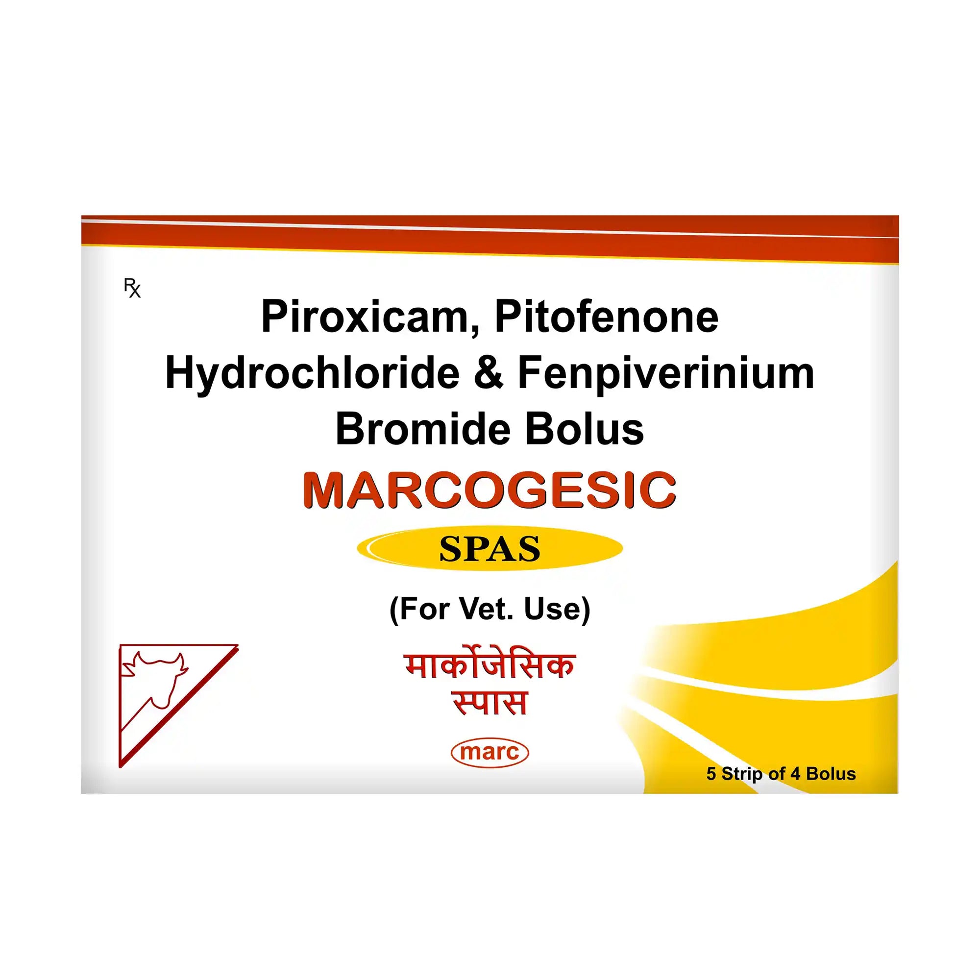 Marcogesic Spas Veterinary Analgesic & Antispasmodic Bolus 5x4 – Colic & Pain Relief for Livestock