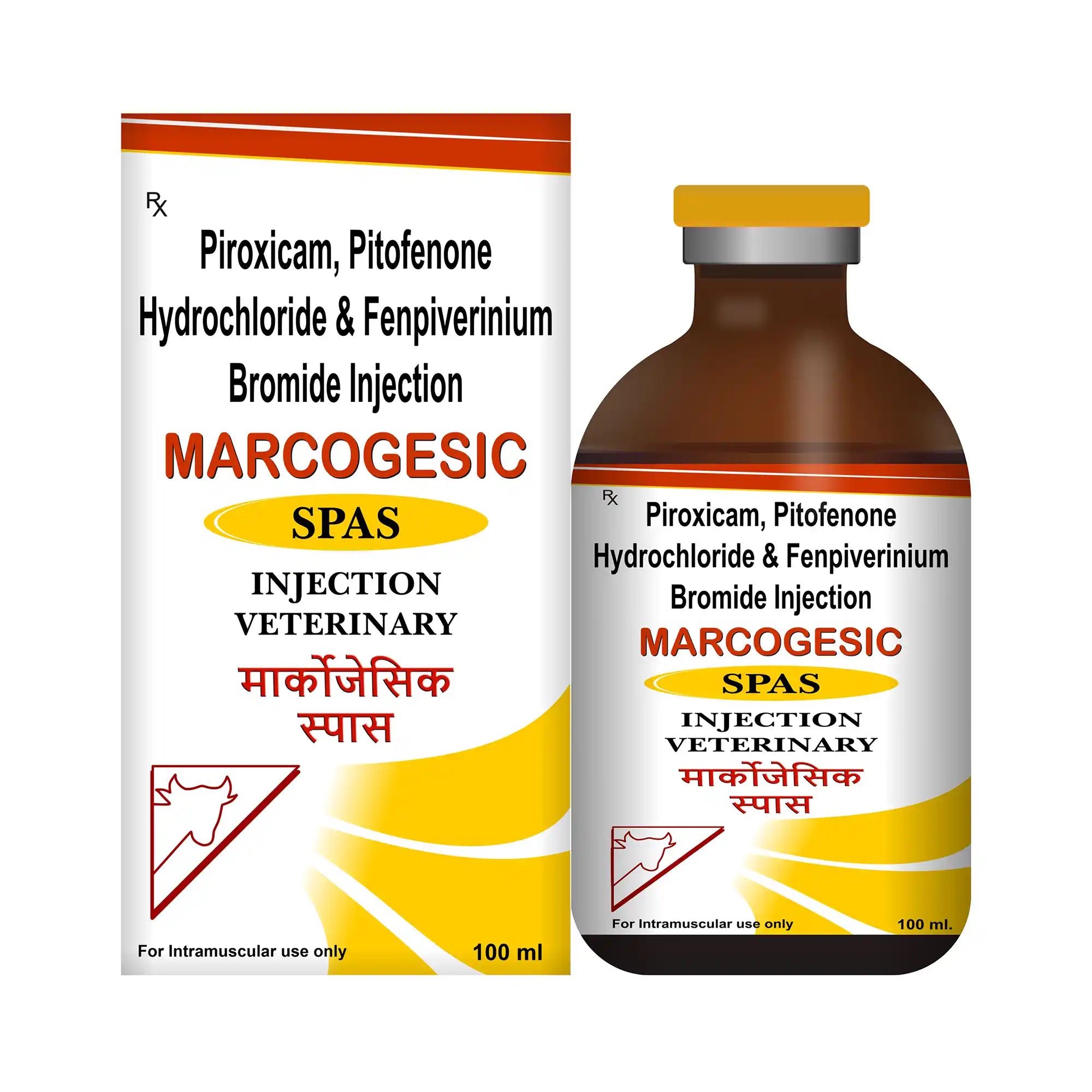 Marcogesic Spas Veterinary Analgesic & Antispasmodic Injection 100ml – Colic & Spasm Relief for Livestock Herds