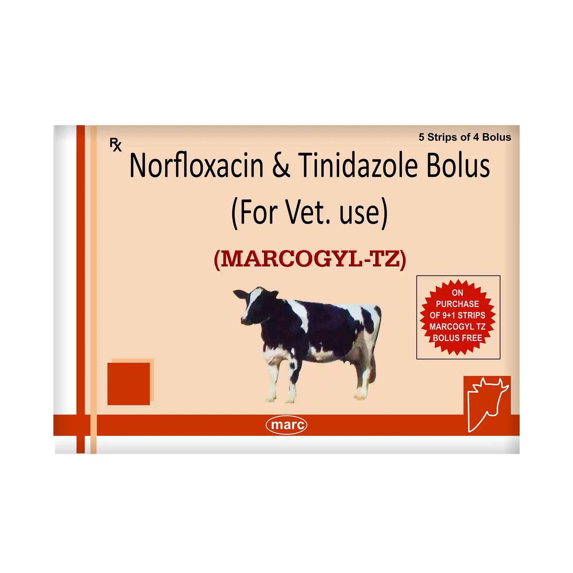 Marcogyl TZ Metronidazole & Tinidazole Veterinary Bolus 5x4 – Mixed Gut & Protozoal Infections in Livestock