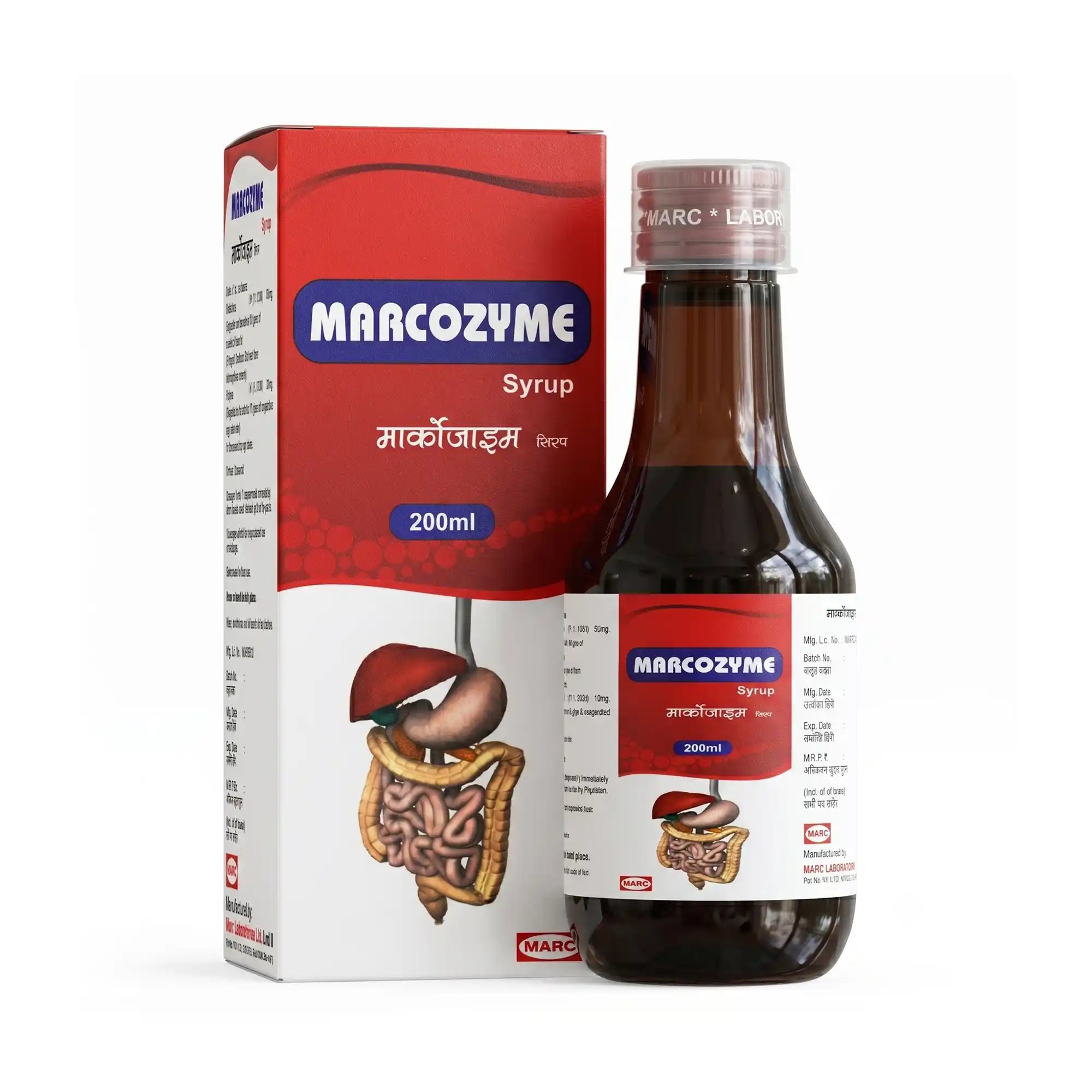 MarcoZyme Syrup – A digestive enzyme syrup containing Diastase and Pepsin, formulated to support healthy digestion, improve appetite, aid carbohydrate and protein digestion, relieve indigestion, and promote overall digestive wellness.