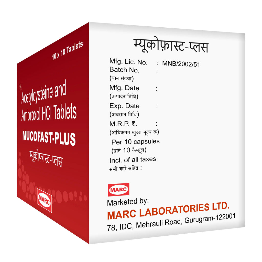 Mucofast Plus Acetylcysteine & Ambroxol Tablet – Mucus, Chest Congestion & Cough Relief