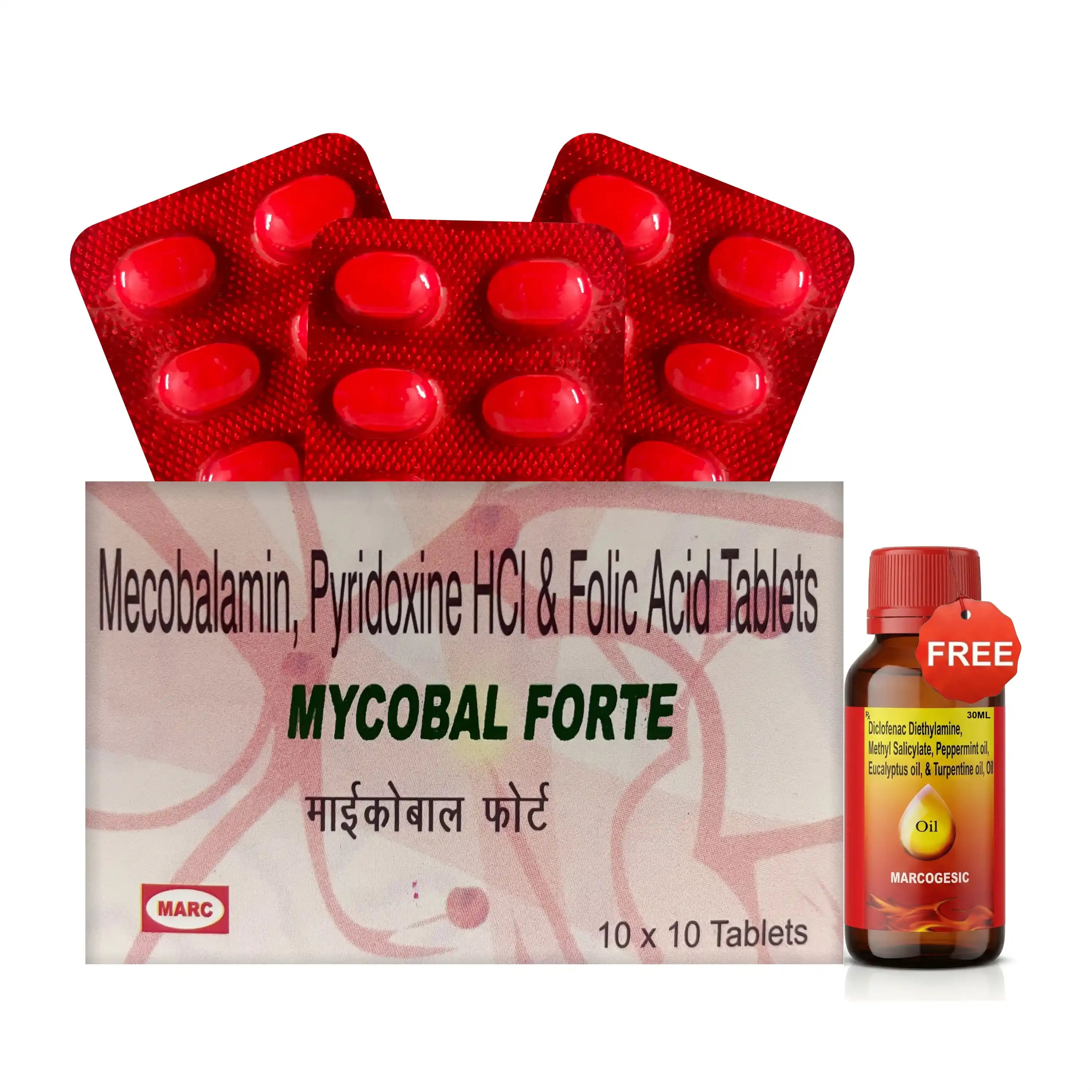 Mycobol Forte Methylcobalamin, Vitamin B6 & Folic Acid Tablet – Nerve Health, Brain Function & Red Blood Cell Support