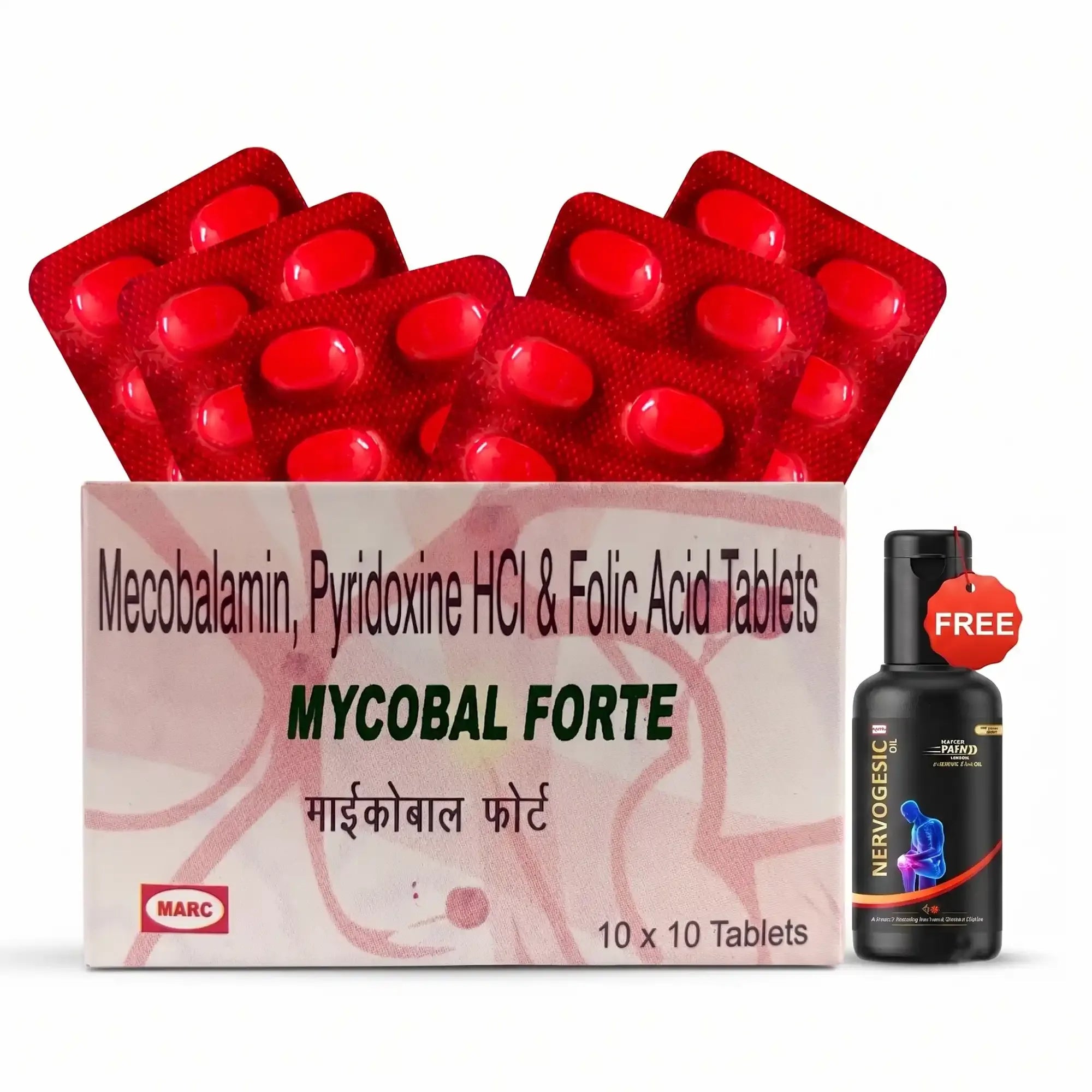 Mycobol Forte Methylcobalamin, Vitamin B6 & Folic Acid Tablet – Nerve Health, Brain Function & Red Blood Cell Support