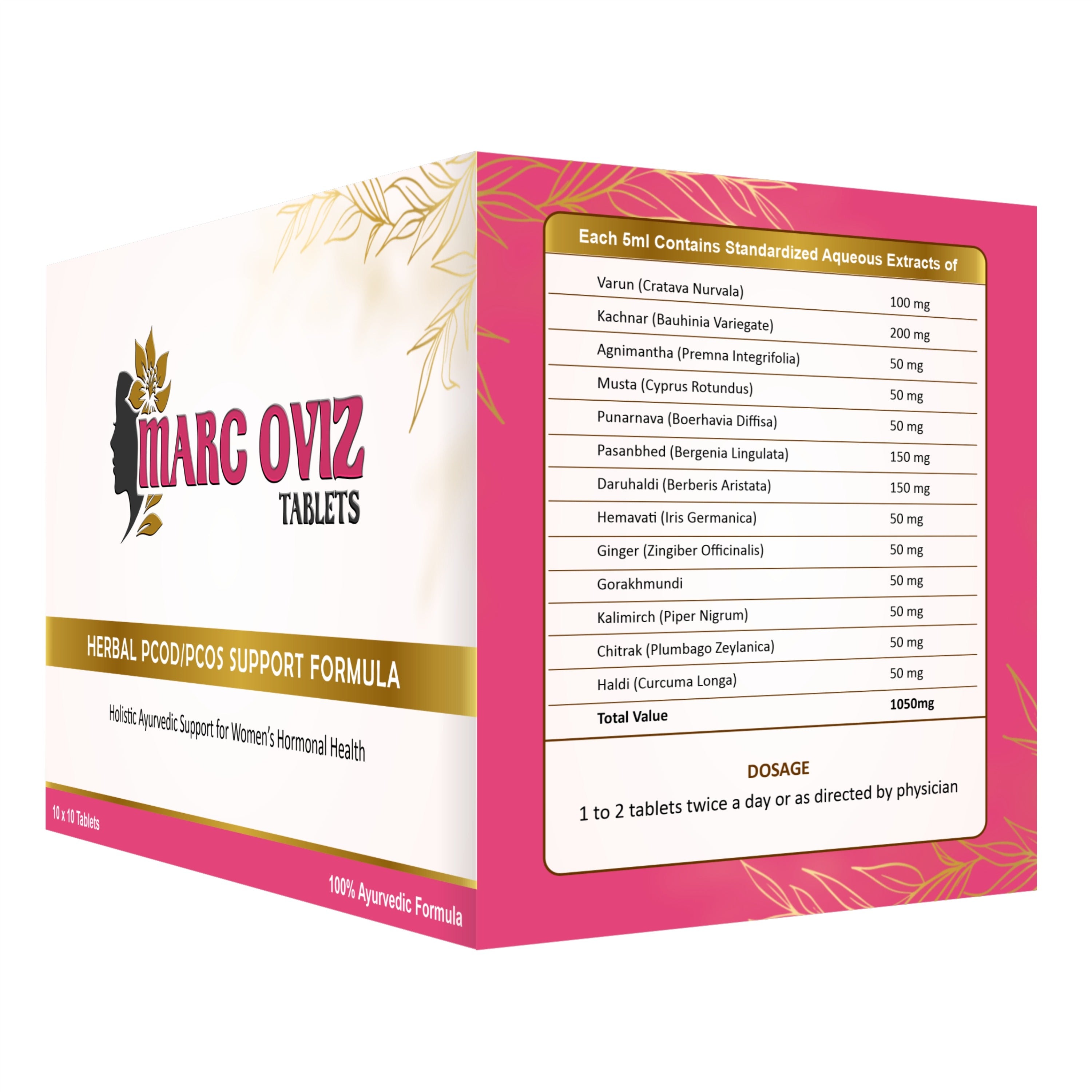 MARC OVIZ Tablets | Herbal PCOD/PCOS Support Formula | Ayurvedic Women’s Hormonal Health Supplement | 10 x 10 Tablets