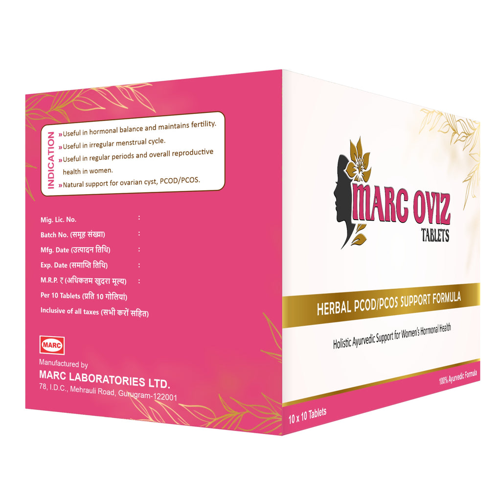 MARC OVIZ Tablets | Herbal PCOD/PCOS Support Formula | Ayurvedic Women’s Hormonal Health Supplement | 10 x 10 Tablets