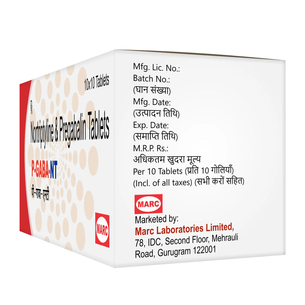 P-GABA NT Pregabalin & Nortriptyline Tablet – Nerve Pain & Neuropathy Relief