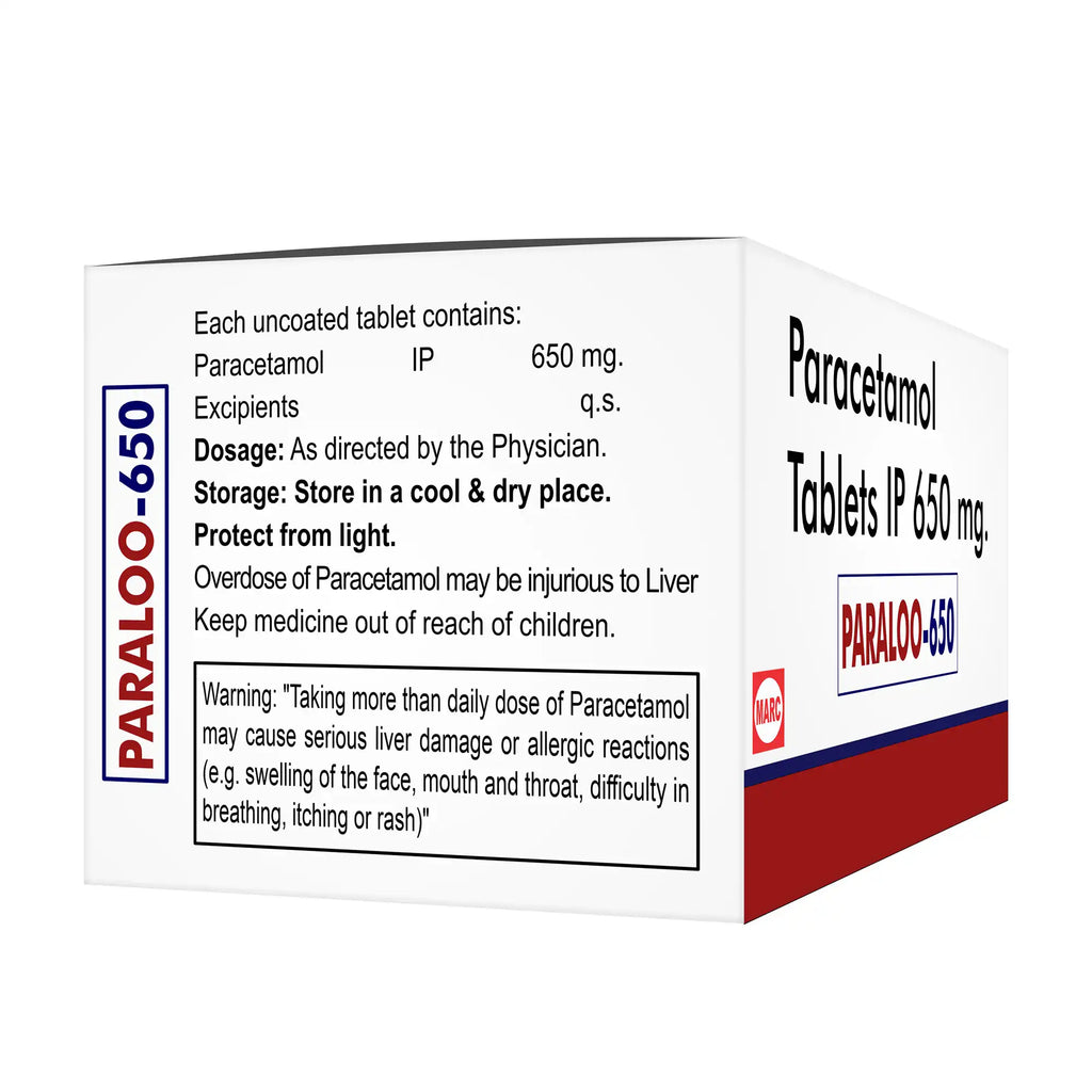 Paraloo-650 Paracetamol 650mg Tablet – Stronger Fever & Pain Relief for Adults