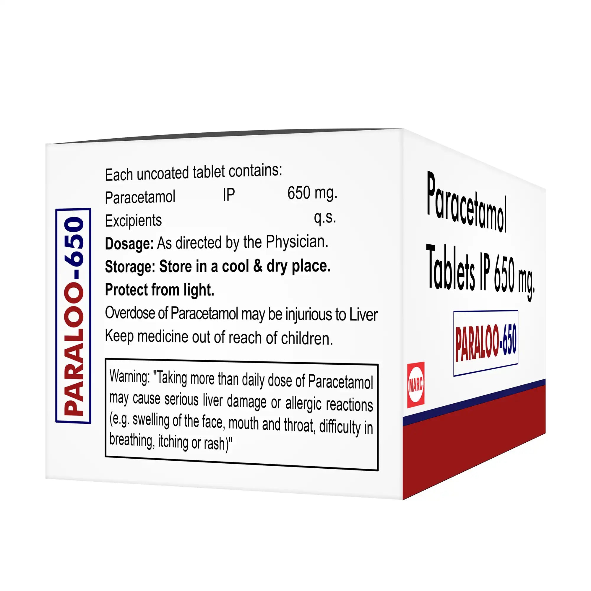 Paraloo-650 Paracetamol 650mg Tablet – Stronger Fever & Pain Relief for Adults