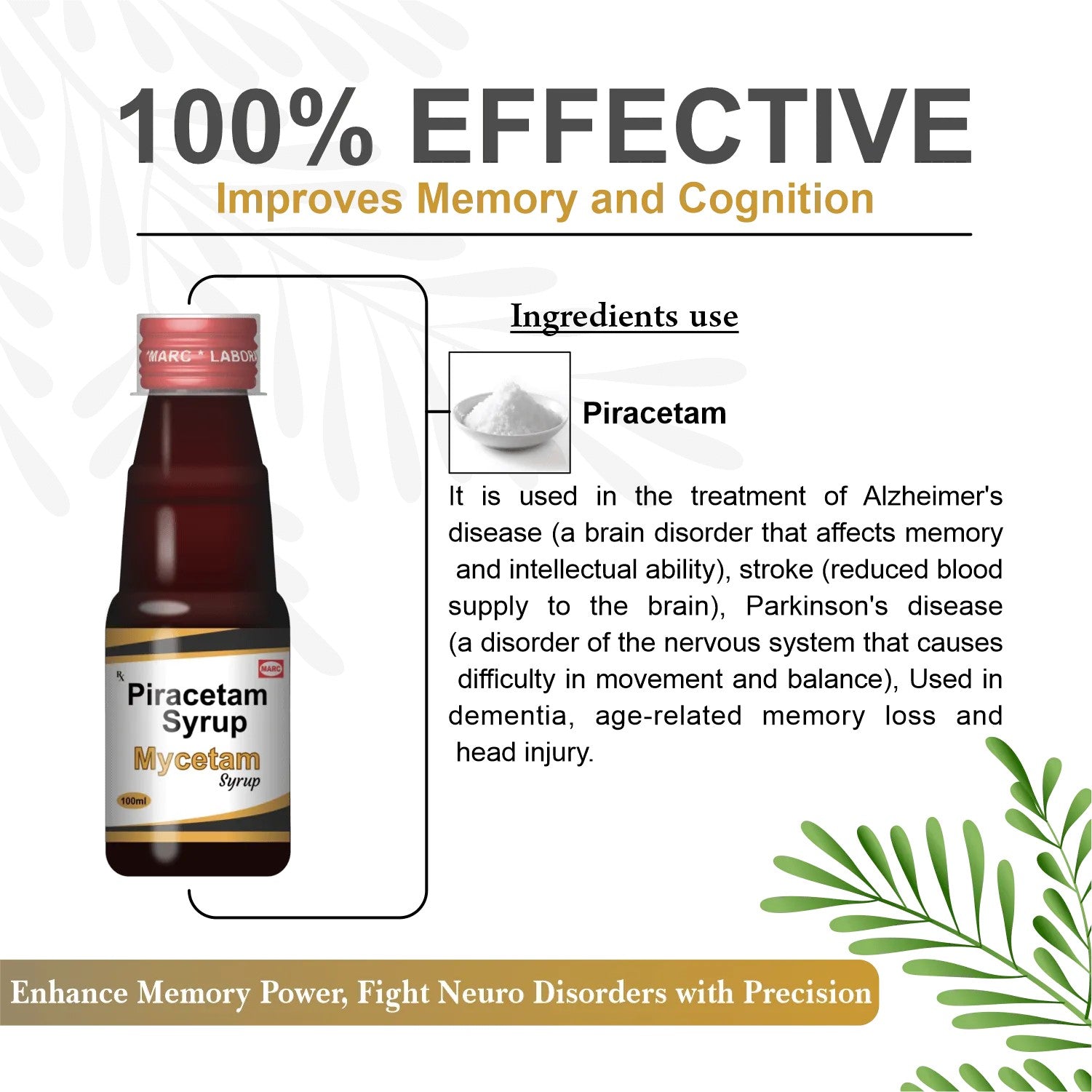Mycetam Piracetam Syrup 100ml – Memory, Brain Health & Neurological Support