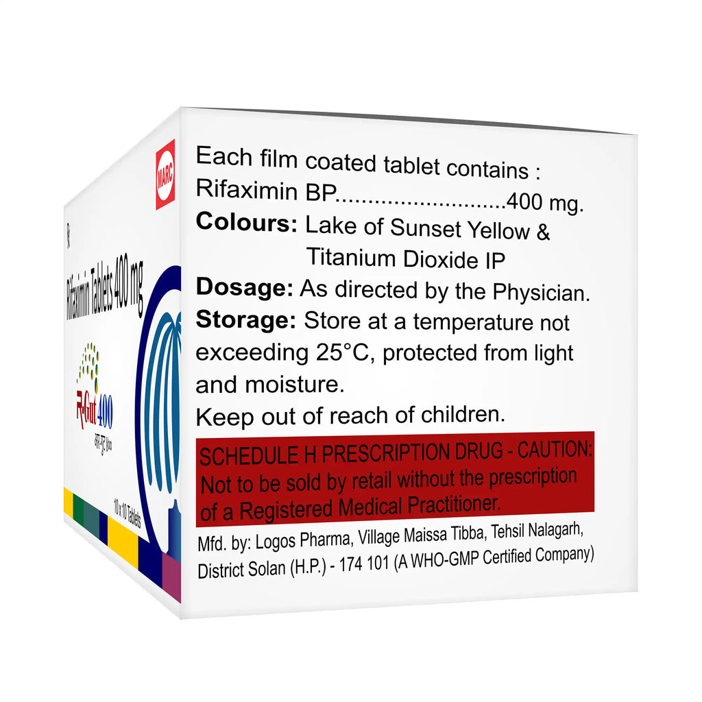 R-Gut 400 Rifaximin Tablet – Traveler's Diarrhea, IBS & Gut Bacterial Overgrowth Treatment