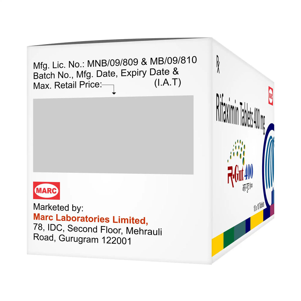 R-Gut 400 Rifaximin Tablet – Traveler's Diarrhea, IBS & Gut Bacterial Overgrowth Treatment