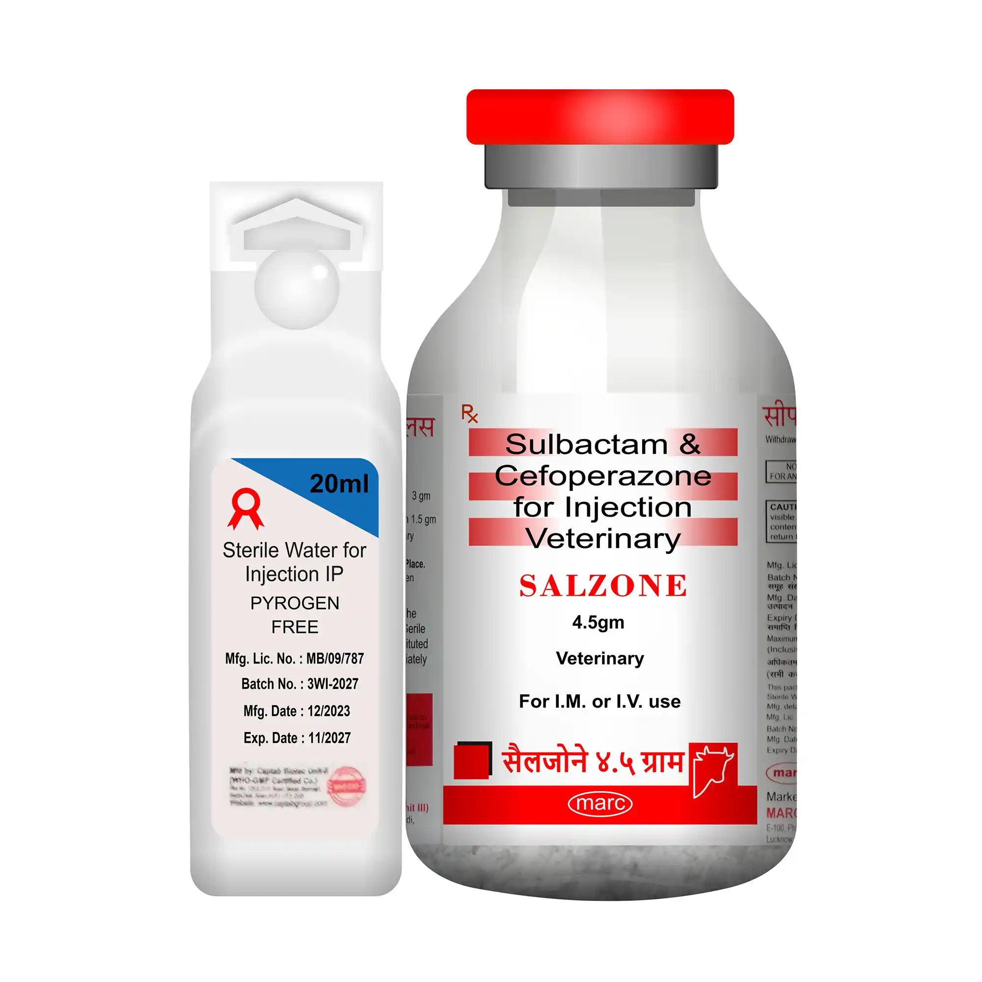 Salzone Cefoperazone & Sulbactam 4.5gm Veterinary Injection – High-Dose Antibiotic for Large Livestock
