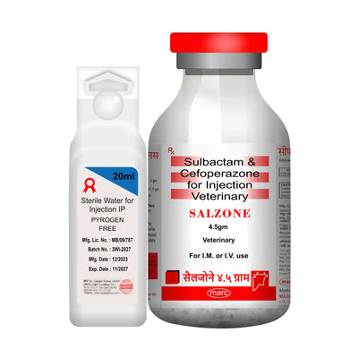Salzone Cefoperazone & Sulbactam 4.5gm Veterinary Injection – High-Dose Antibiotic for Large Livestock