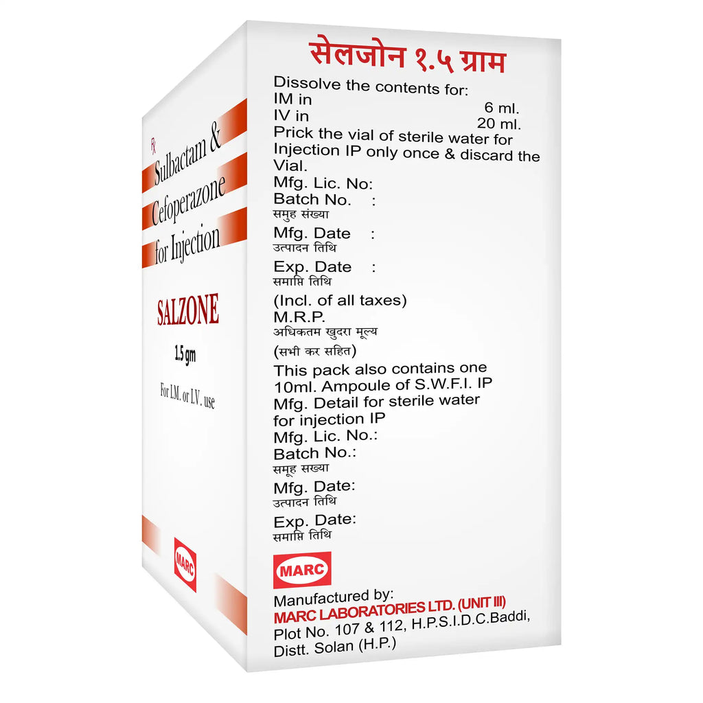 Salzone Injection 1.5gm – Cefoperazone & Sulbactam for Severe Bacterial Infections