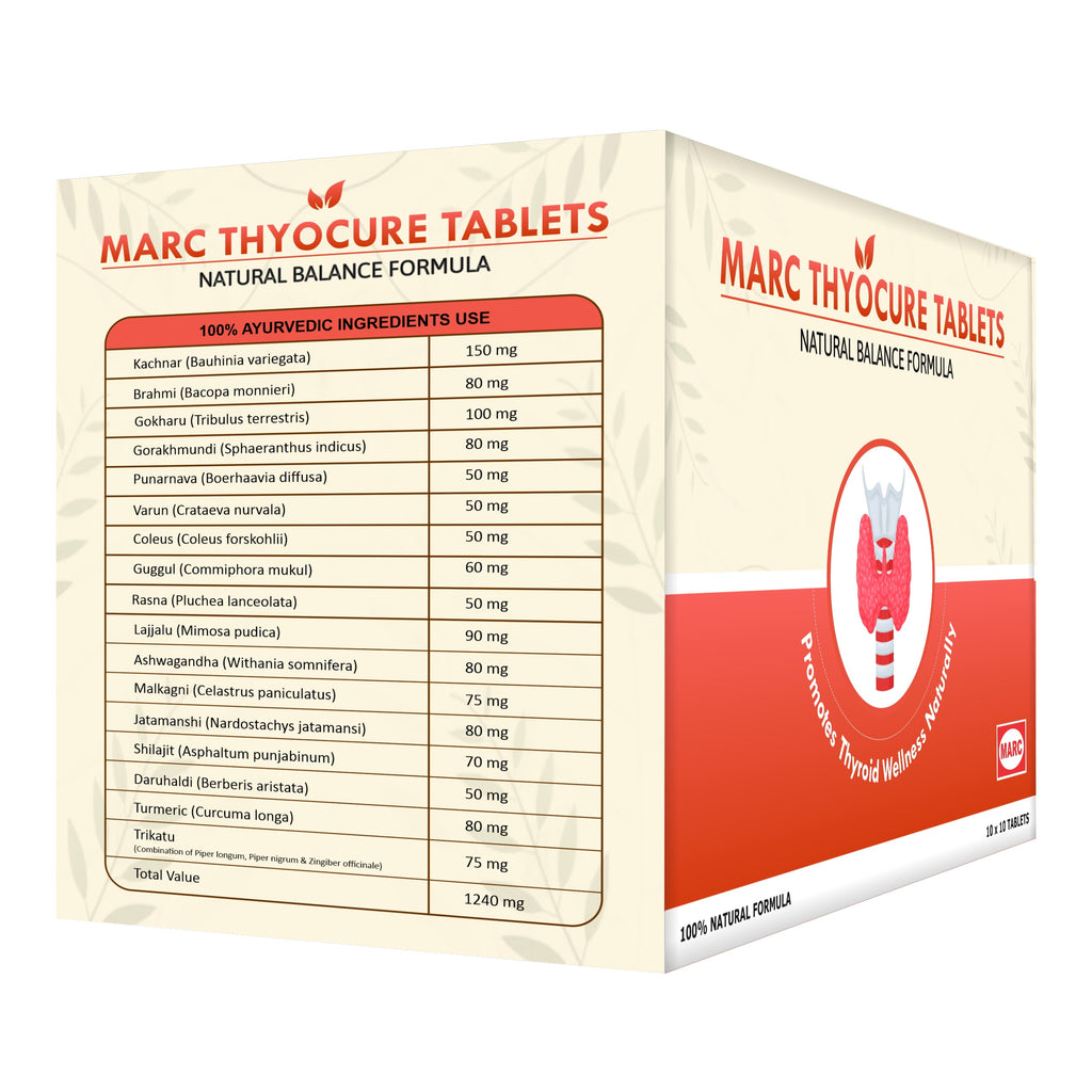 Marc Thyocure Tablets (100 Tabs) – Ayurvedic Thyroid Support Formula for Hormonal Balance & Daily Wellness