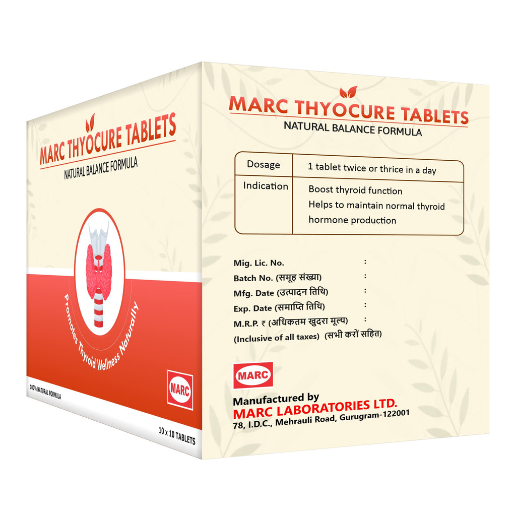 Marc Thyocure Tablets (100 Tabs) – Ayurvedic Thyroid Support Formula for Hormonal Balance & Daily Wellness