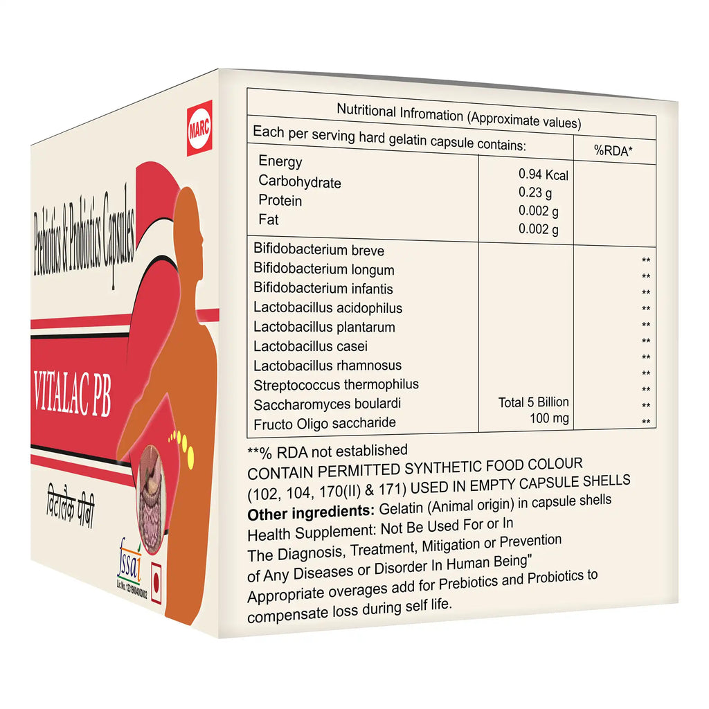 Vitalac PB Probiotic & Prebiotic Tablet – Gut Health, Digestion & Immunity Support
