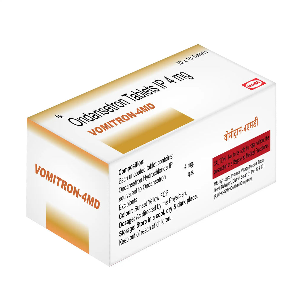 Vomitron-4 Ondansetron 4mg Tablet – Nausea & Vomiting Relief for Mild to Moderate Conditions